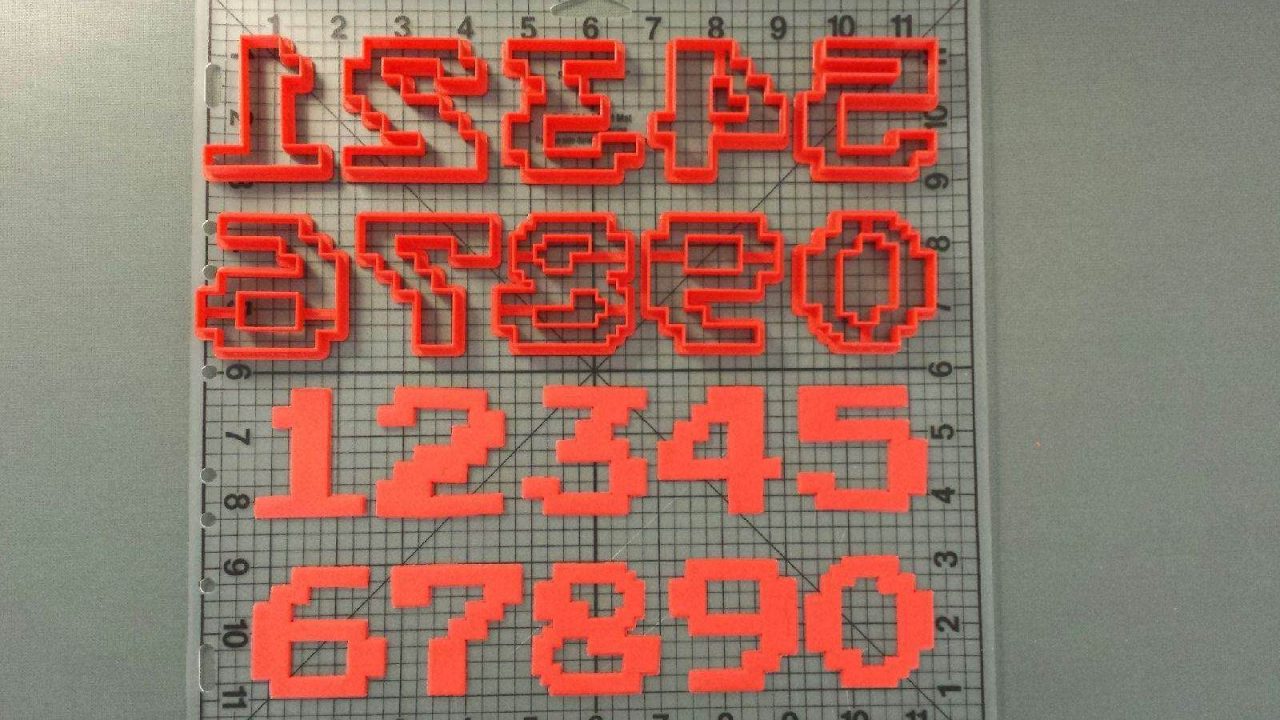 8 Bit Font Number Cookie Cutters
