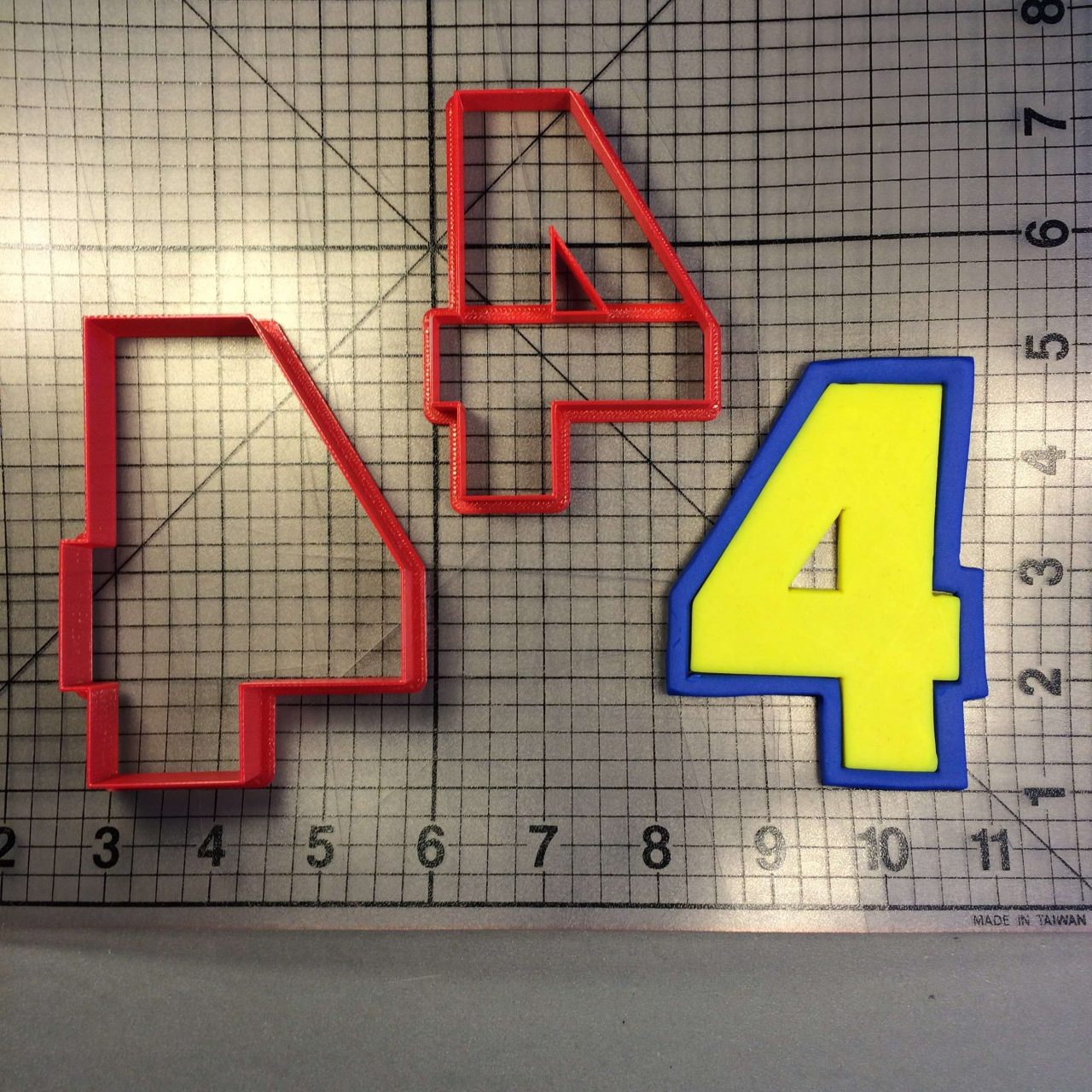 Yellow Blue Number 4 Cookie Cutter Set