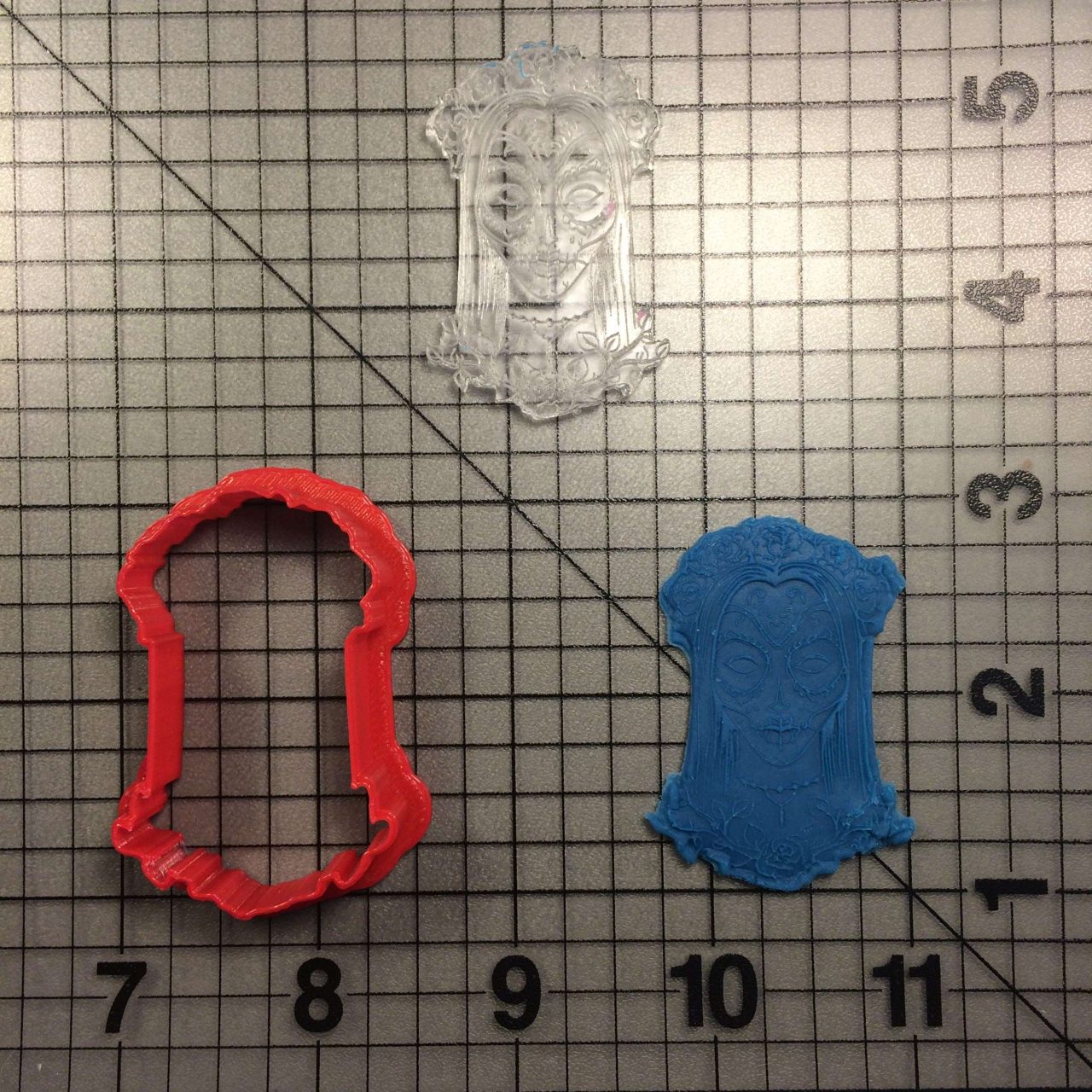 Dia De Los Muertos Skull 101 Cookie Cutter and Stamp (imprinted 1)