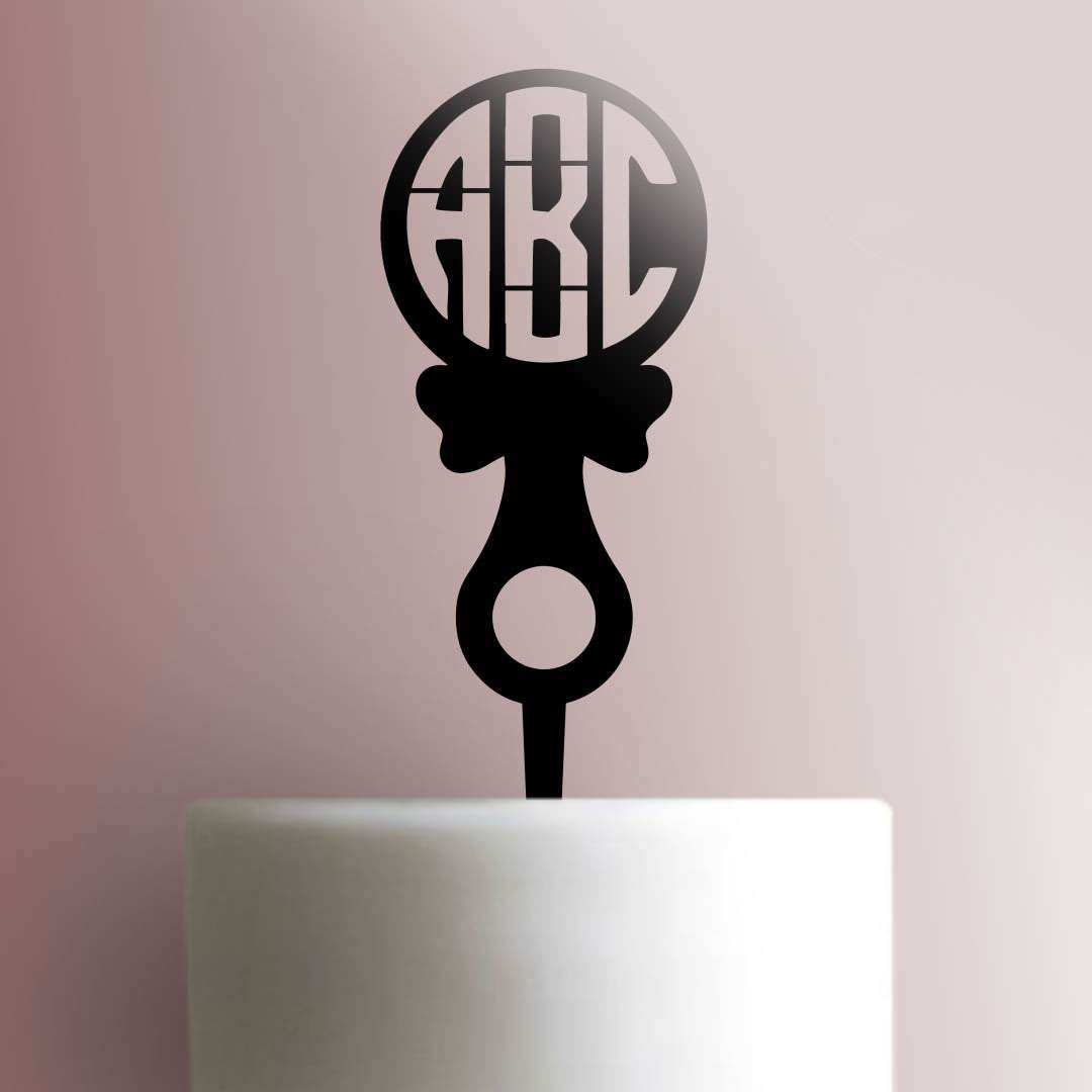 Custom Initials Baby Rattle Cake Topper 100