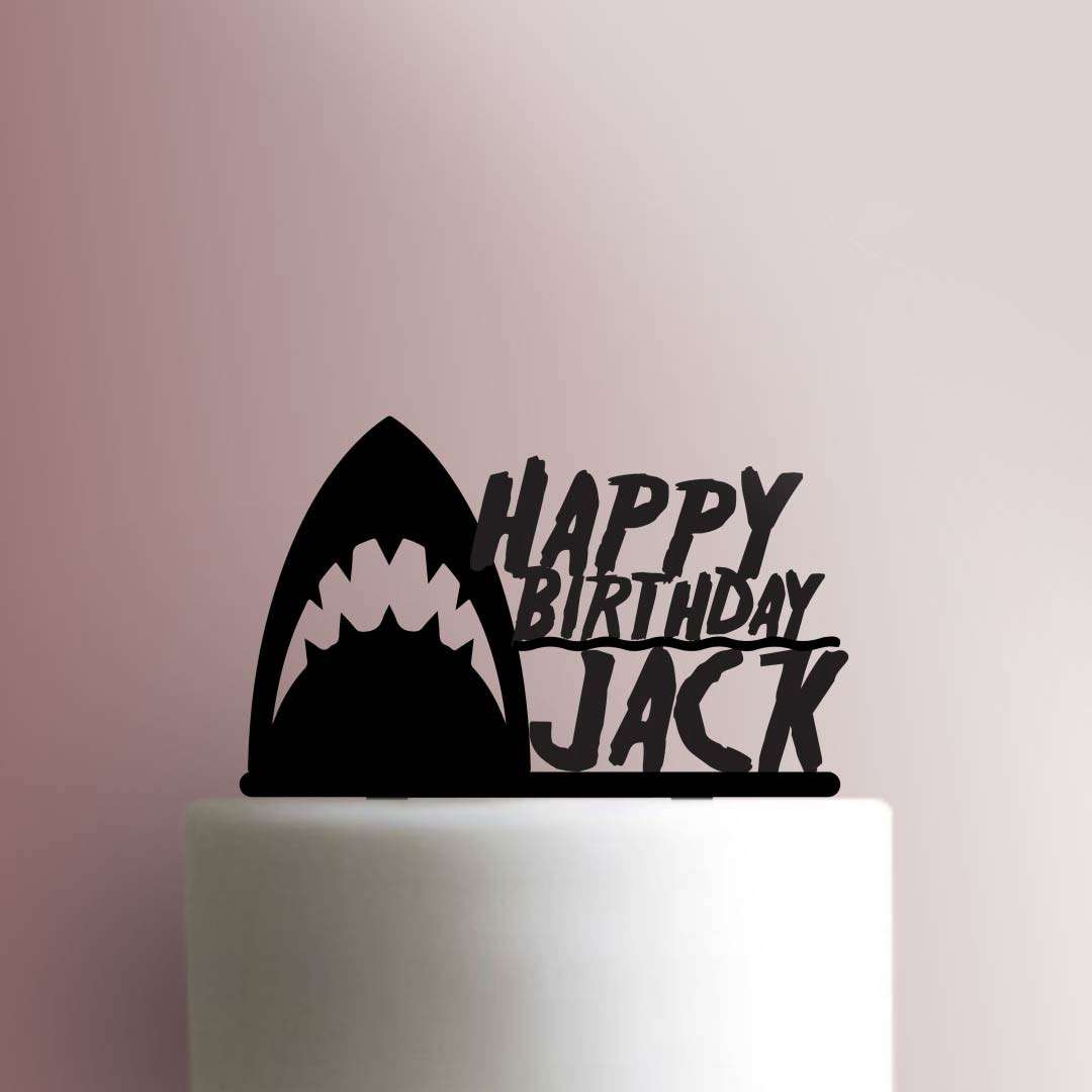 Custom Shark Happy Birthday Cake Topper 100