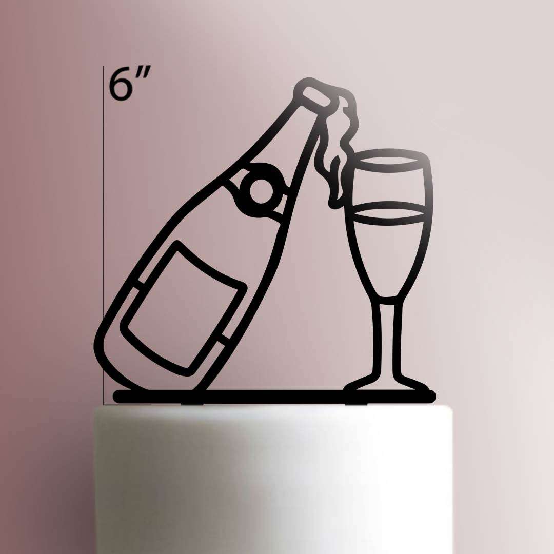 Champagne Bottle And Glass Cake Topper 100