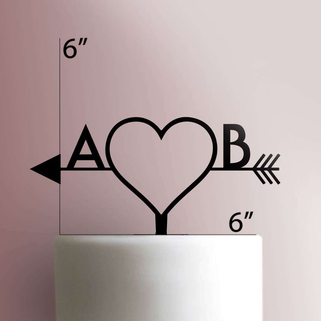 Custom Letters Arrow Heart 100 Cake Topper