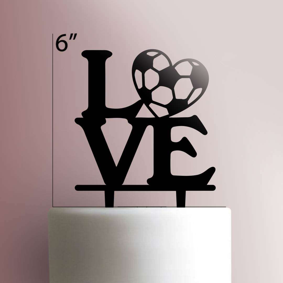 Love Soccer 100 Cake Topper
