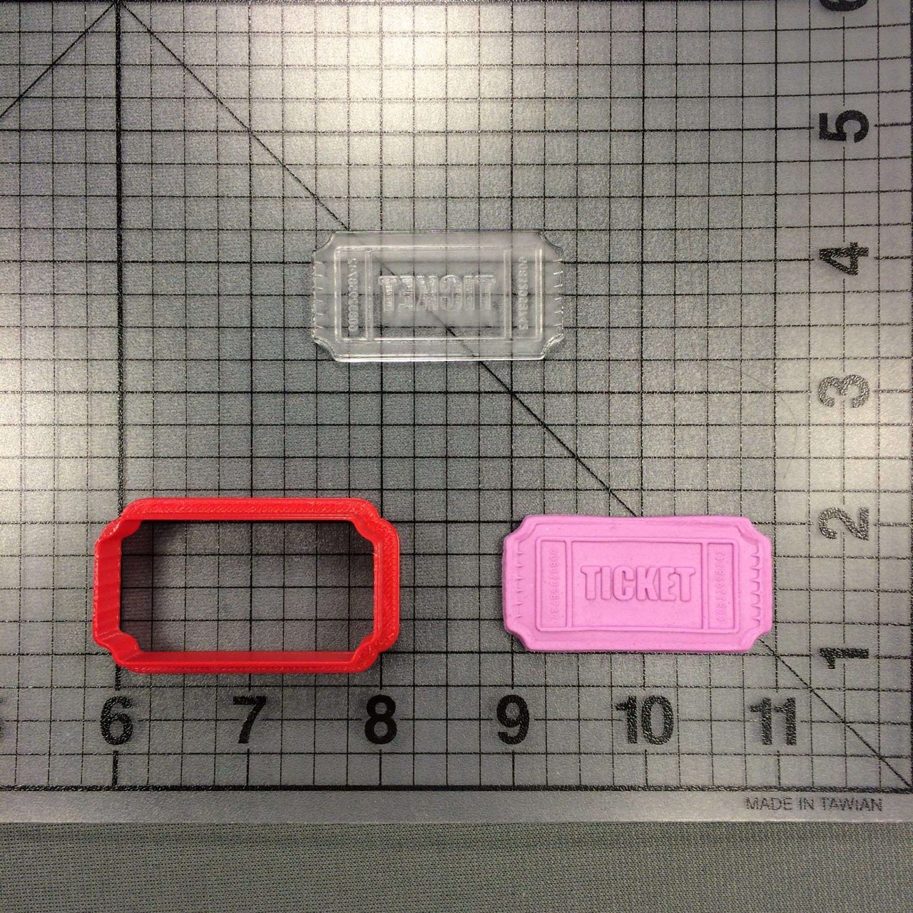 JB_ Ticket 100 Cookie Cutter and Stamp (Imprinted)