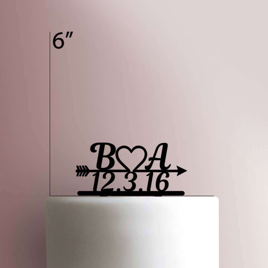 Custom Heart Arrow Initial 225-464 Cake Topper