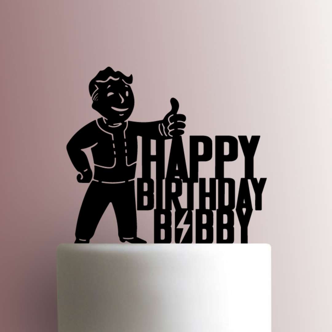 Custom Fallout Vault Boy Happy Birthday 225-501 Cake Topper