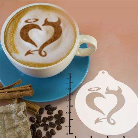 Angel Devil Heart 263-065 Latte Art Stencil