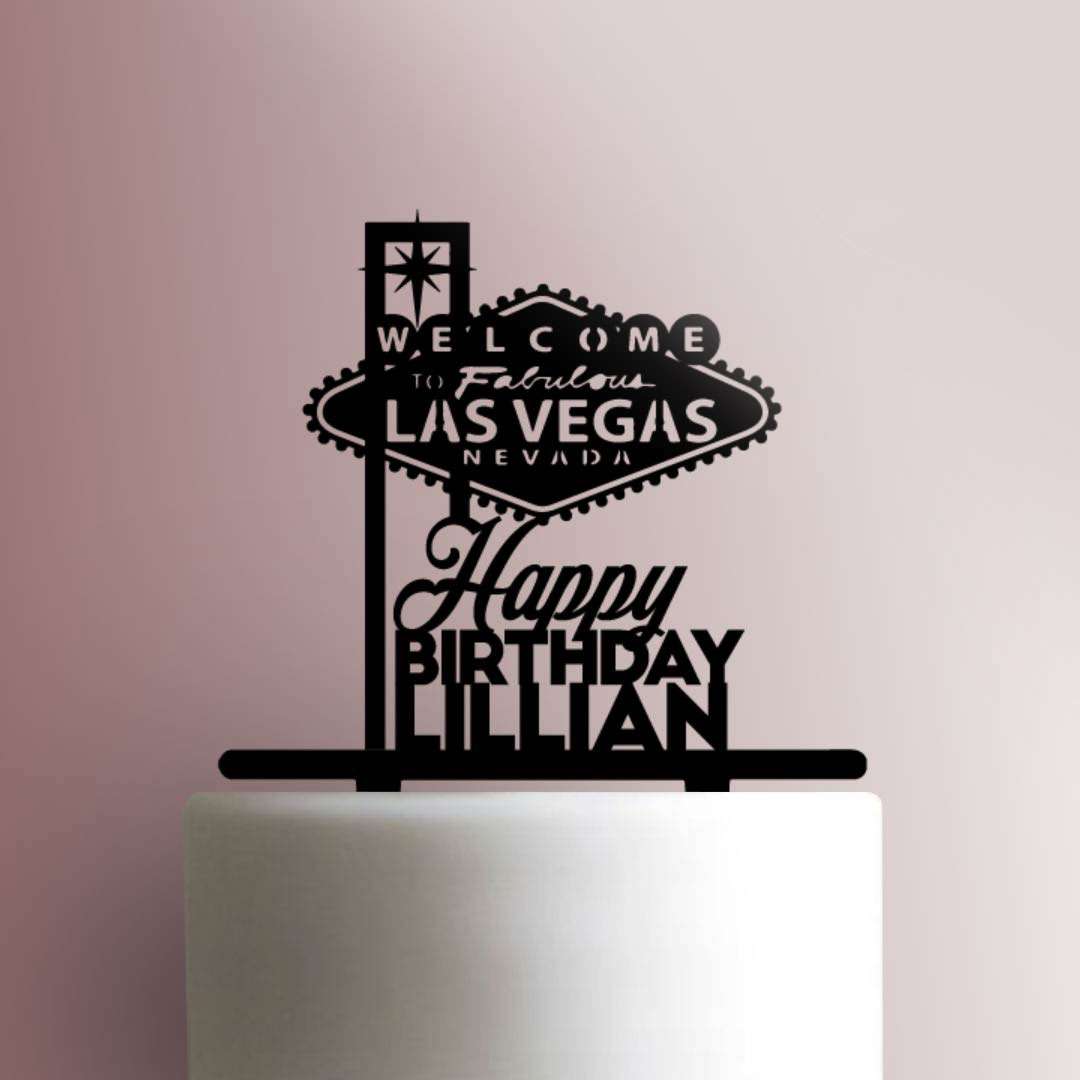 Custom Welcome to Fabulous Las Vegas Happy Birthday 225-745 Cake Topper