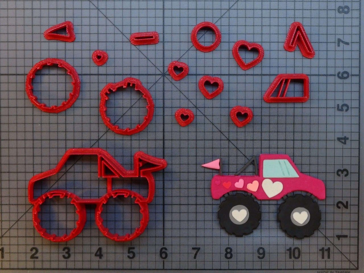 Heart Monster Truck 266-B814 Cookie Cutter Set