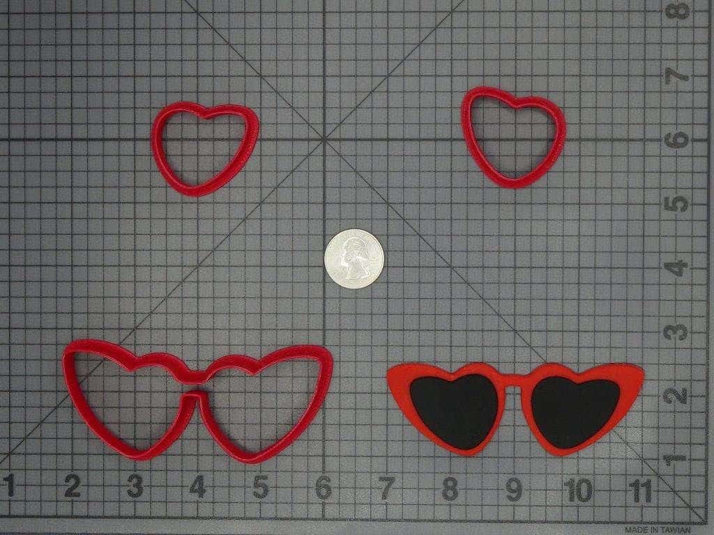 Retro Cat Eye Heart Glasses 266-C964 Cookie Cutter Set