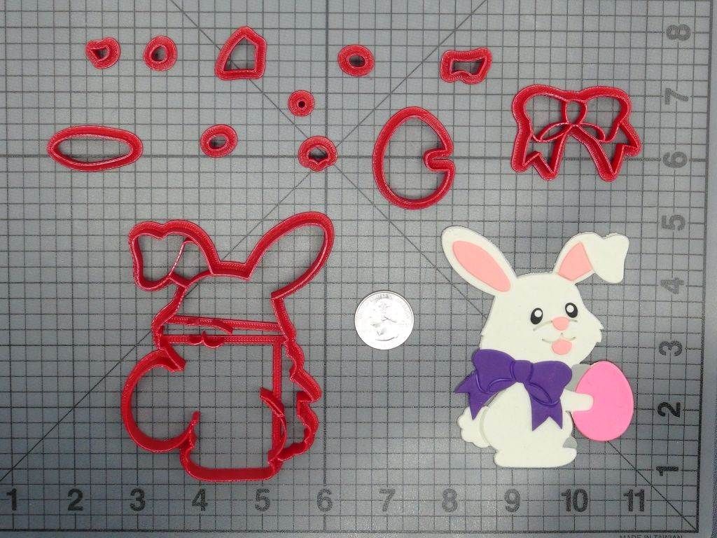 Easter Bunny with Bow and Egg 266-D065 Cookie Cutter Set