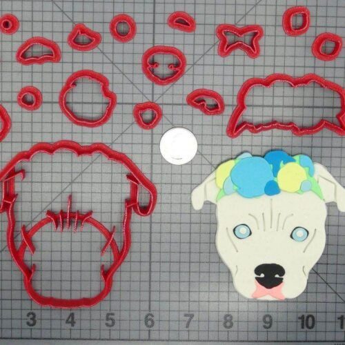Dog - Pitbull Flower Crown Head 266-D177 Cookie Cutter Set