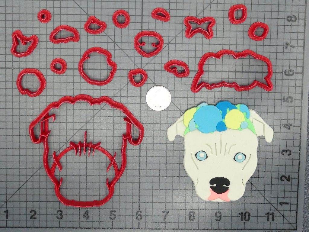 Dog - Pitbull Flower Crown Head 266-D177 Cookie Cutter Set