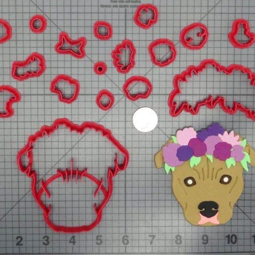 Dog - Pitbull Flower Crown Head 266-D178 Cookie Cutter Set