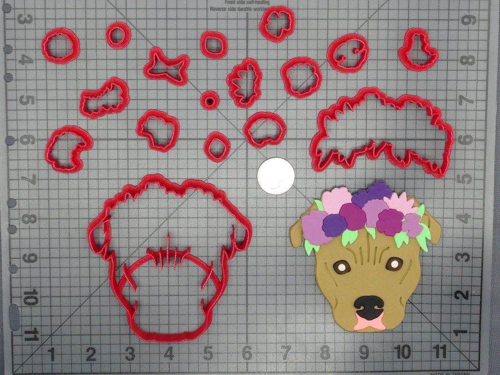 Dog - Pitbull Flower Crown Head 266-D178 Cookie Cutter Set