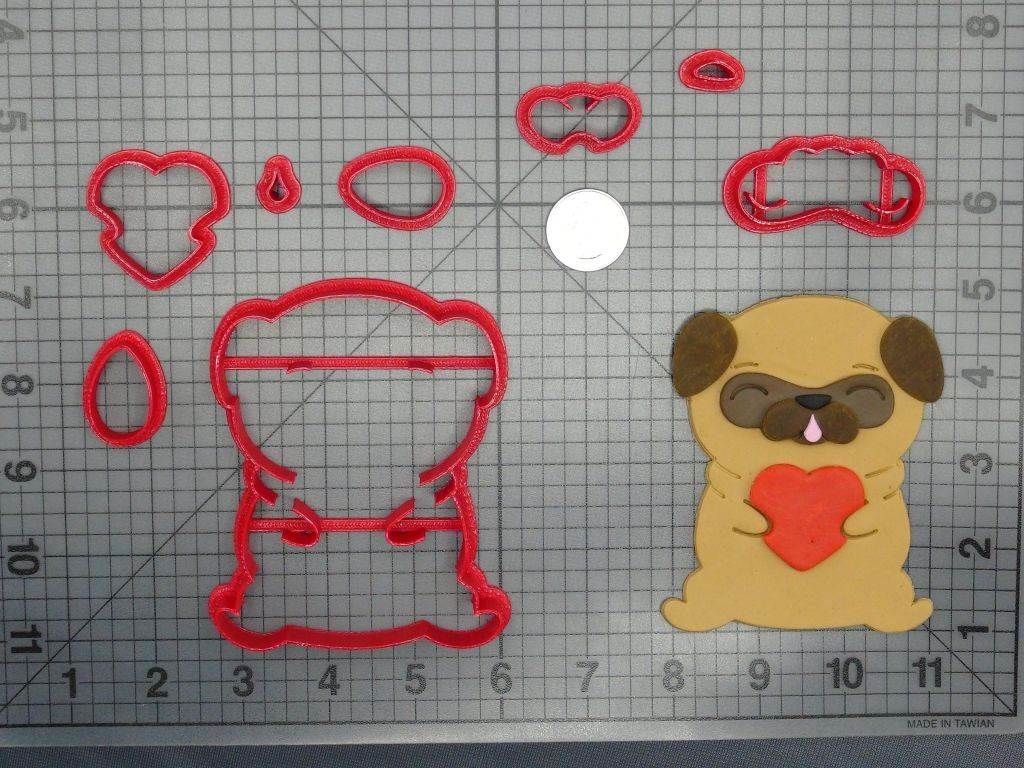 Dog - Pug with Heart Body 266-D398 Cookie Cutter Set
