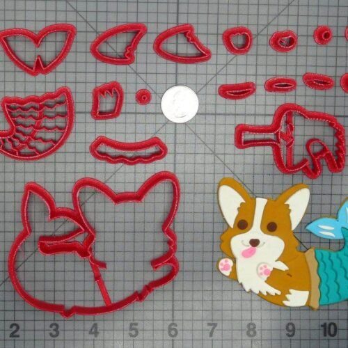 Mermaid Dog Corgi 266-D346 Cookie Cutter Set