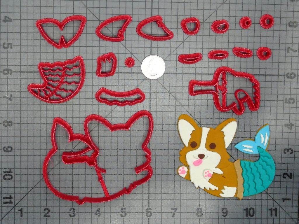 Mermaid Dog Corgi 266-D346 Cookie Cutter Set