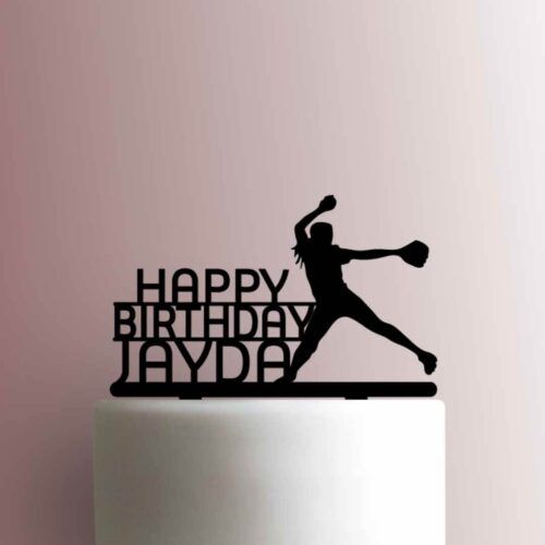 Custom Softball Pitcher Happy Birthday Name 225-970 Cake Topper