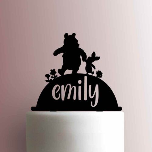 Custom Winnie the Pooh and Piglet Name 225-969 Cake Topper