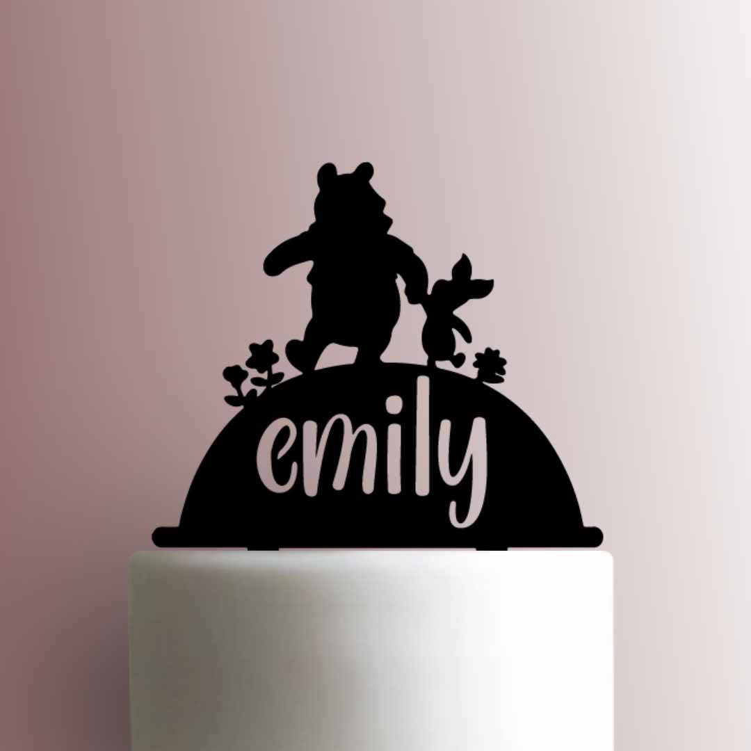 Custom Winnie the Pooh and Piglet Name 225-969 Cake Topper