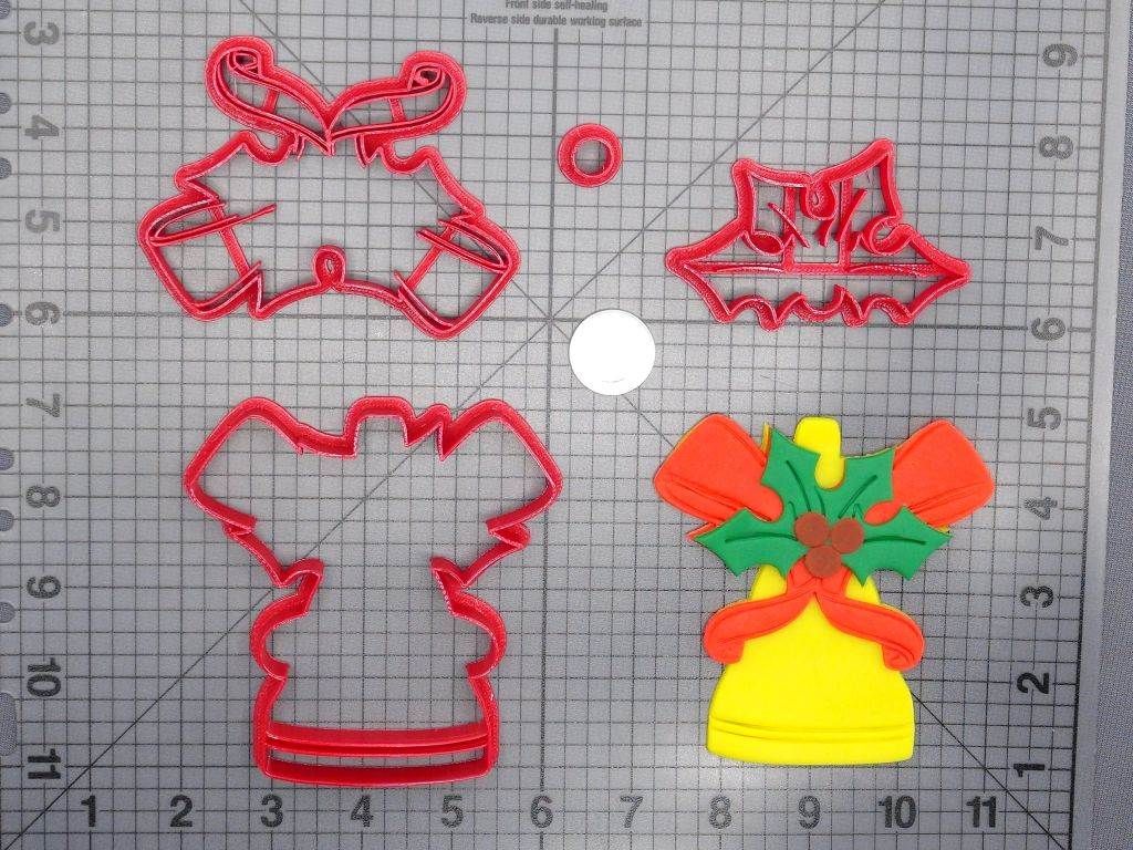 Christmas - Bell With Holly and Bow 266-E256 Cookie Cutter Set