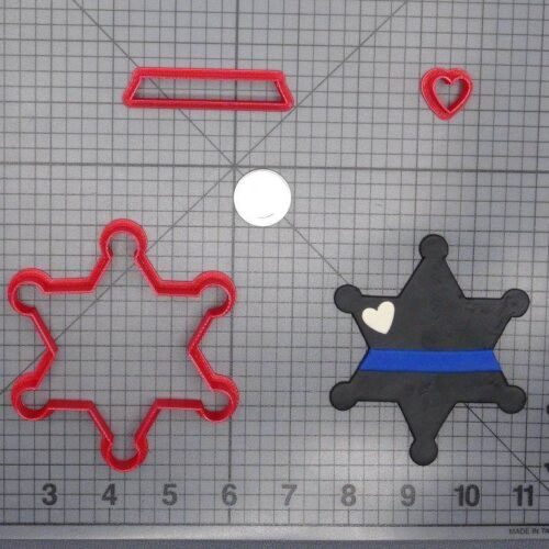 Sheriff Thin Blue Line Heart Badge 266-D600 Cookie Cutter Set
