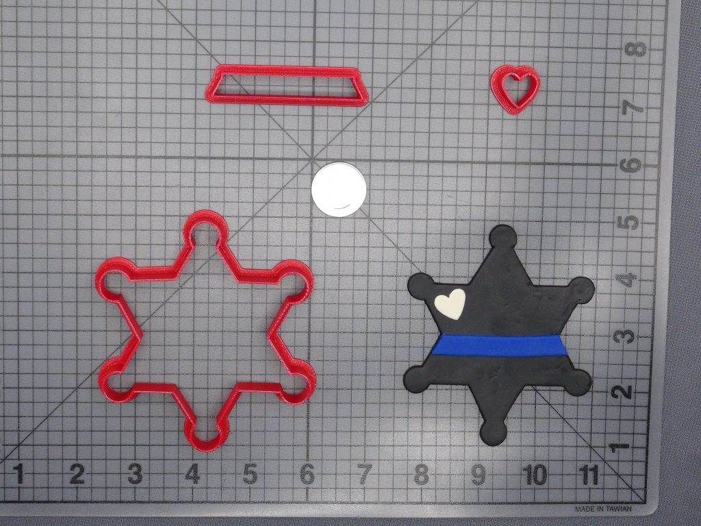 Sheriff Thin Blue Line Heart Badge 266-D600 Cookie Cutter Set