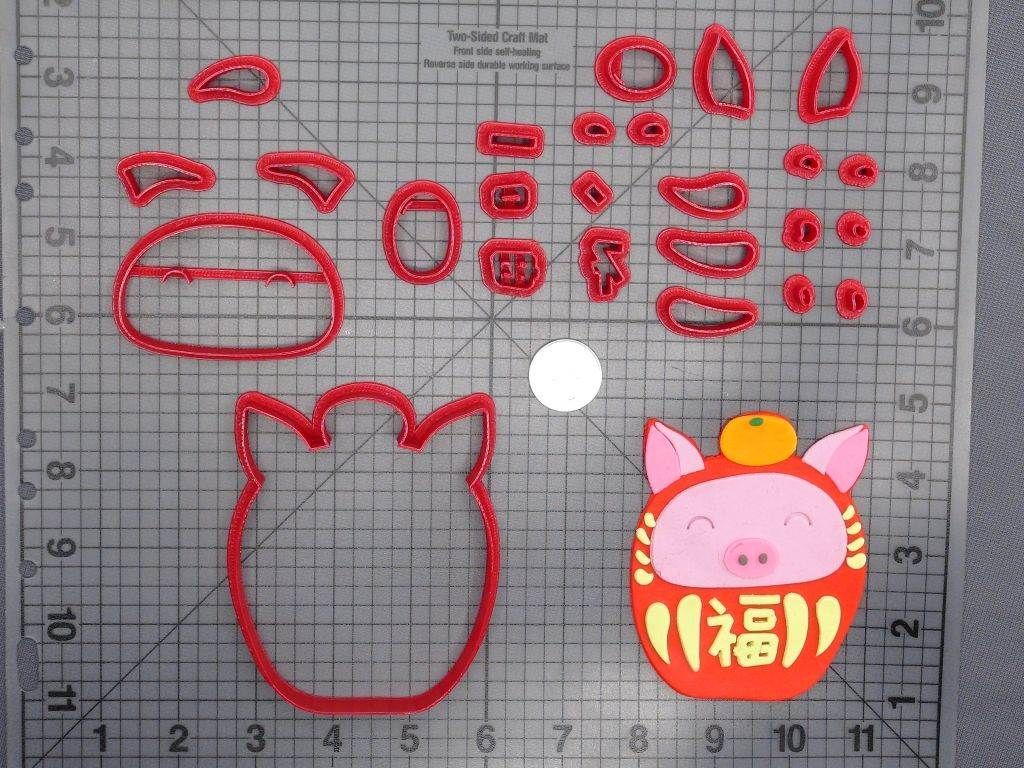 Japan - Daruma Doll Pig 266-D571 Cookie Cutter Set