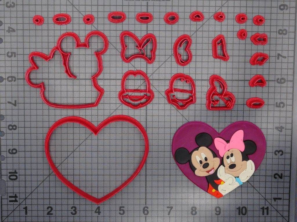Mickey Mouse and Minnie Mouse Heart 266-E597 Cookie Cutter Set