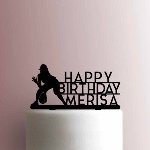 Custom Softball Player Happy Birthday 225-A075 Cake Topper