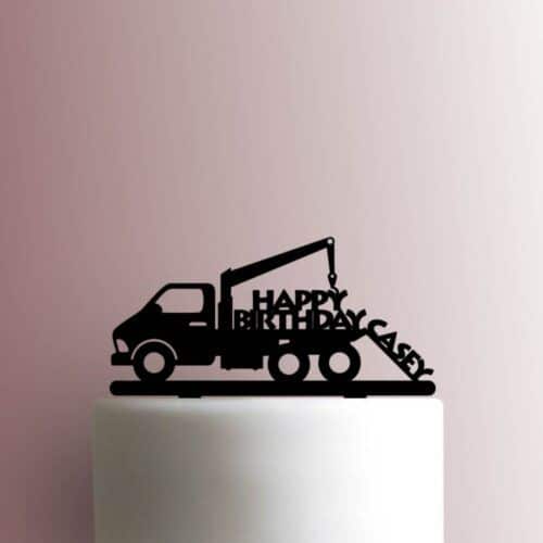 Custom Tow Truck Happy Birthday Name 225-A169 Cake Topper