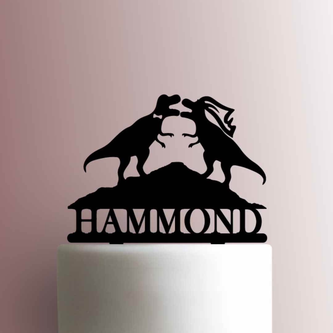 Dinosaur - Custom Tyranosaurus Rex Wedding Name 225-A248 Cake Topper