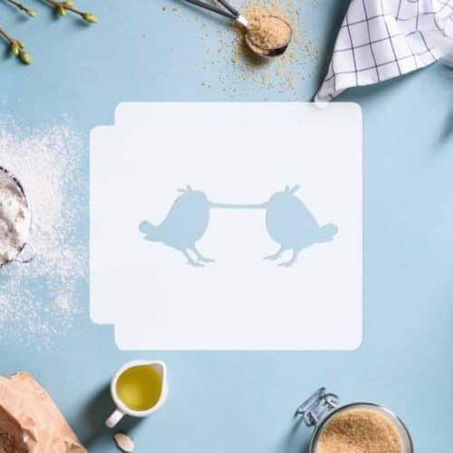 Birds Fighting over Worm 783-C894 Stencil Silhouette