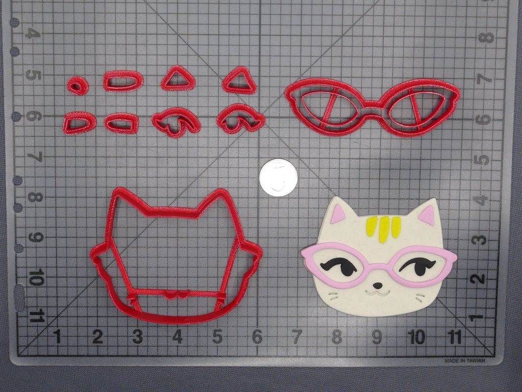 Cat with Glasses 266-D938 Cookie Cutter Set