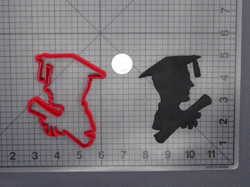 Graduation Man Head with Diploma 266-E788 Cookie Cutter Silhouette
