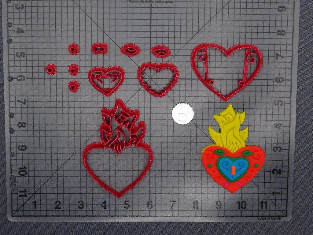 Flaming Heart Lock 266-E141 Cookie Cutter Set