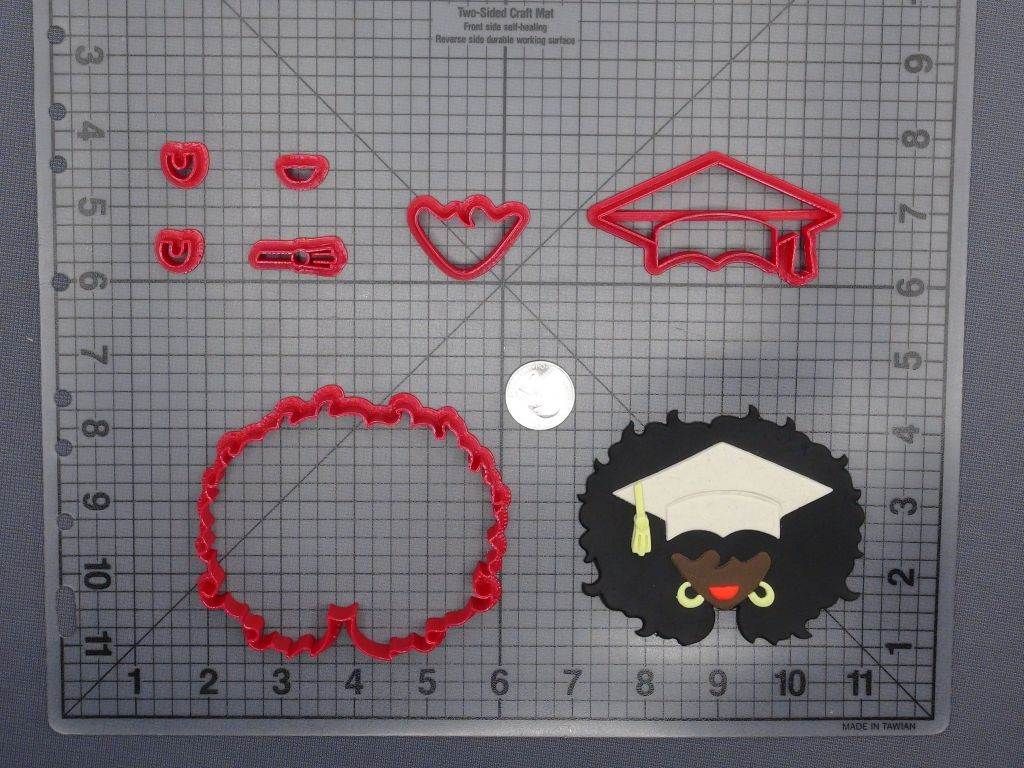 Graduation Afro Girl Head 266-E810 Cookie Cutter Set