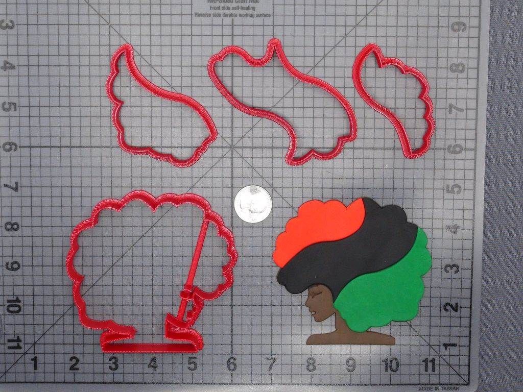 African Flag Afro Girl Head 266-E696 Cookie Cutter Set