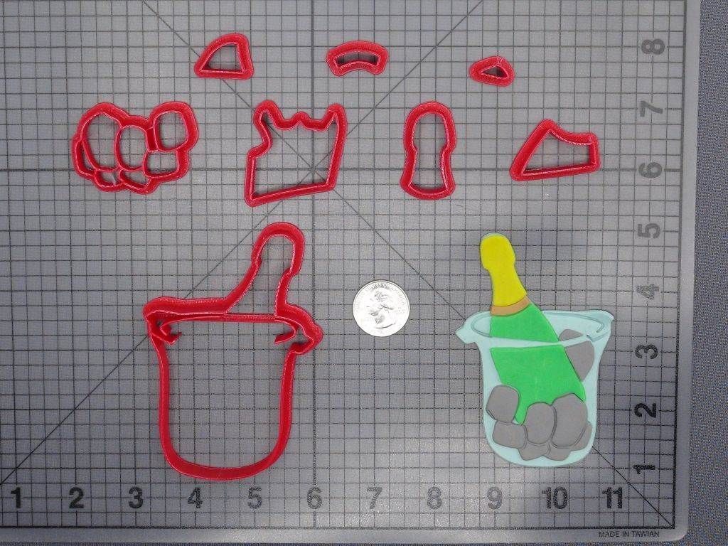 Champagne Bottle on Ice 266-E394 Cookie Cutter Set