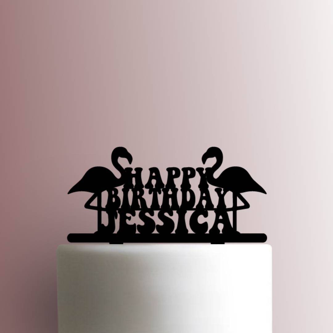 Flamingo Happy Birthday 225-A368 Custom Cake Topper