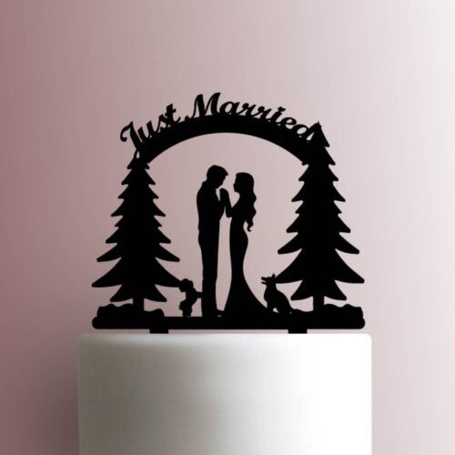 Forest Wedding Couple Just Married 225-A333 Cake Topper