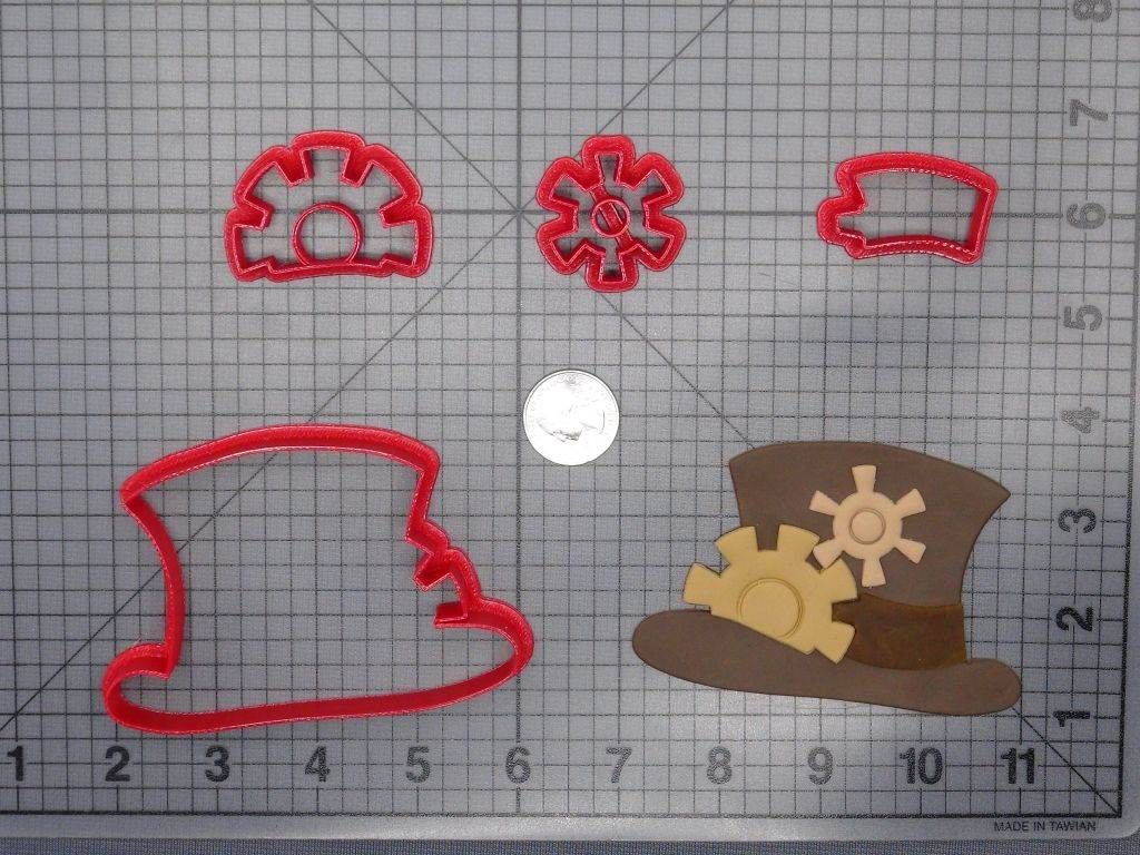 Steampunk Top Hat with Gears 266-E519 Cookie Cutter Set
