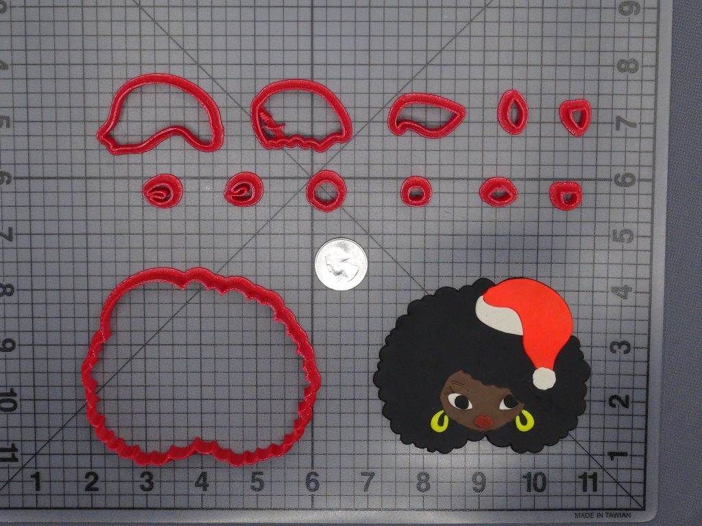 Christmas - Afro Girl in Santa Hat 266-F720 Cookie Cutter Set