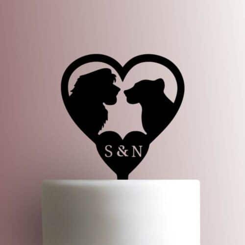 Lion King Heart Initials 225-A369 Custom Cake Topper