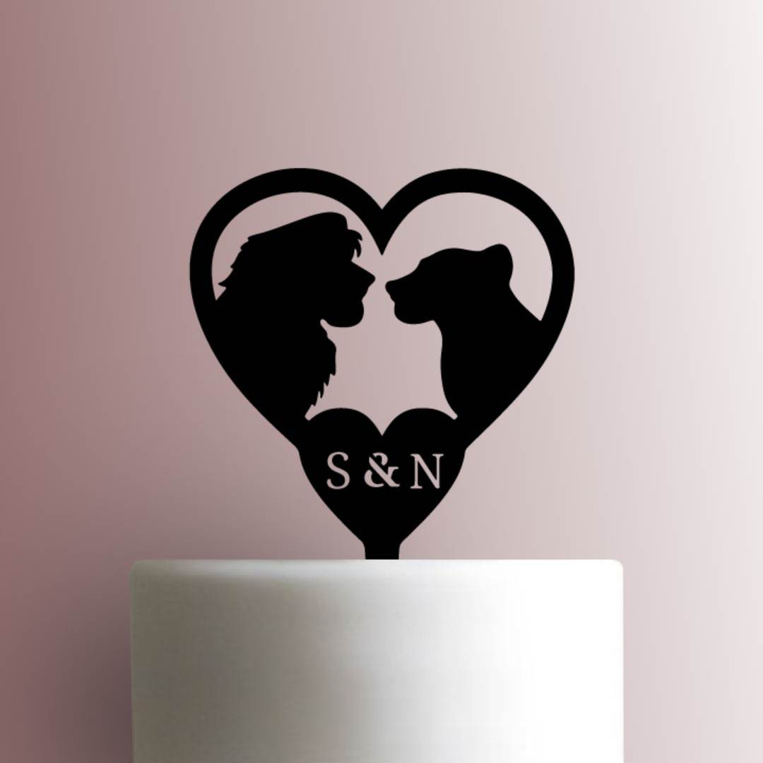 Lion King Heart Initials 225-A369 Custom Cake Topper