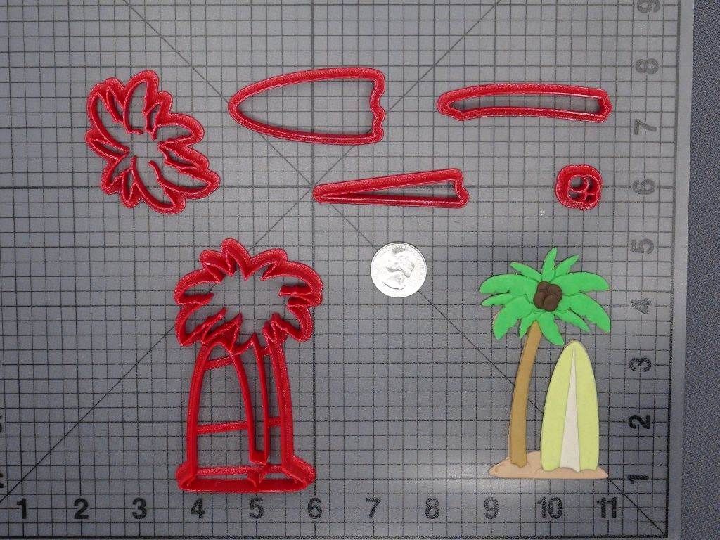 Palm Tree and Surfboard 266-F694 Cookie Cutter Set