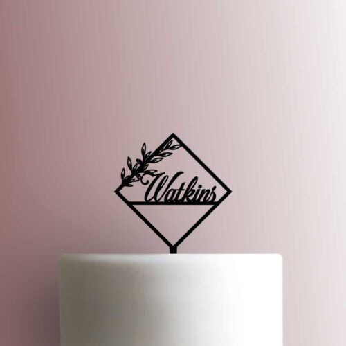 Square Leaf Wedding Name 225-A377 Custom Cake Topper