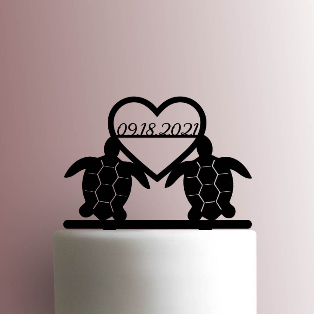 Turtle Wedding Date 225-A390 Custom Cake Topper